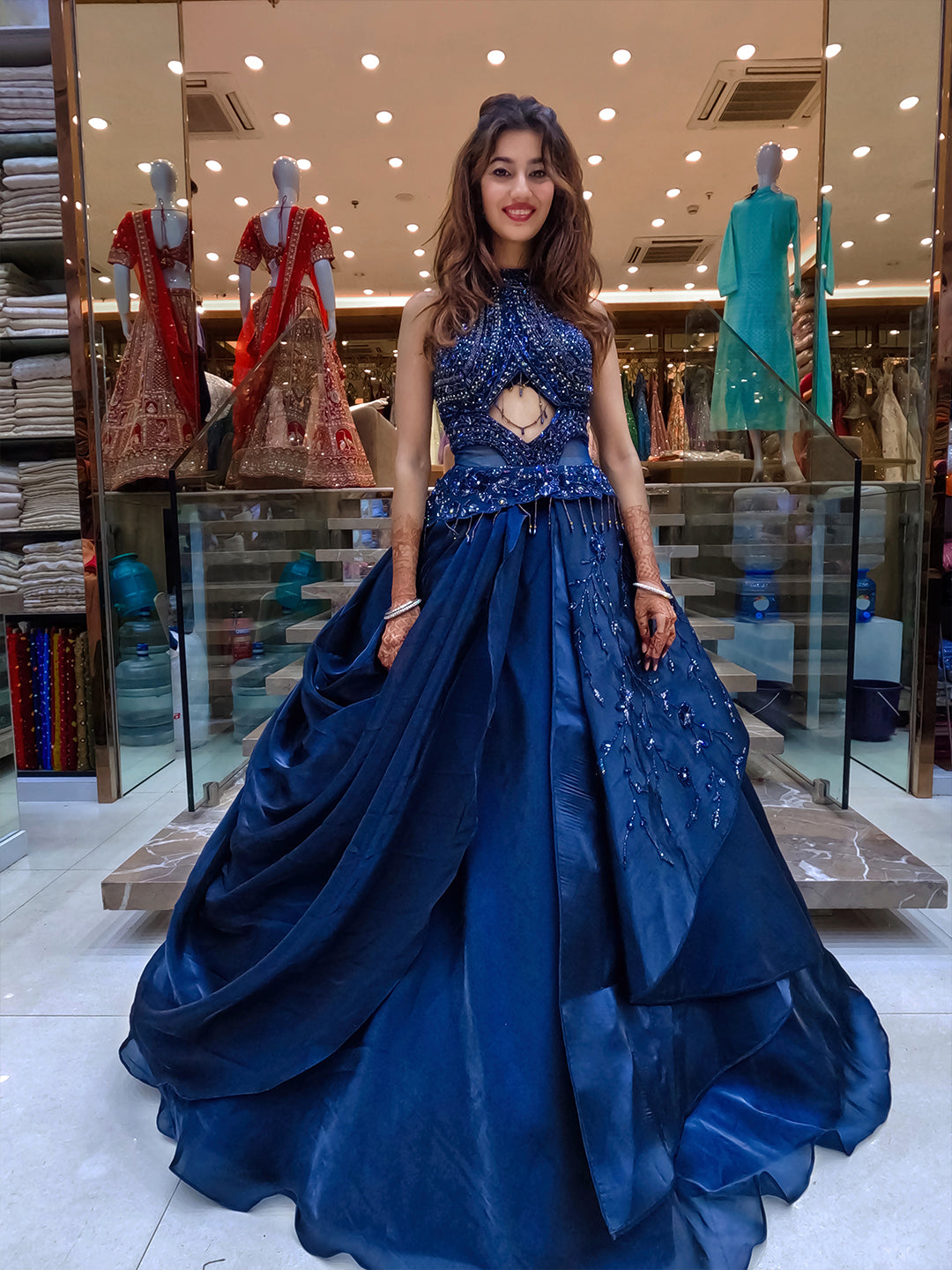 Kirva Creation Women Gown Dark Blue Dress - Buy Kirva Creation Women Gown  Dark Blue Dress Online at Best Prices in India | Flipkart.com
